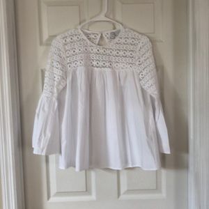 White Boho Style Blouse Size Small NWT